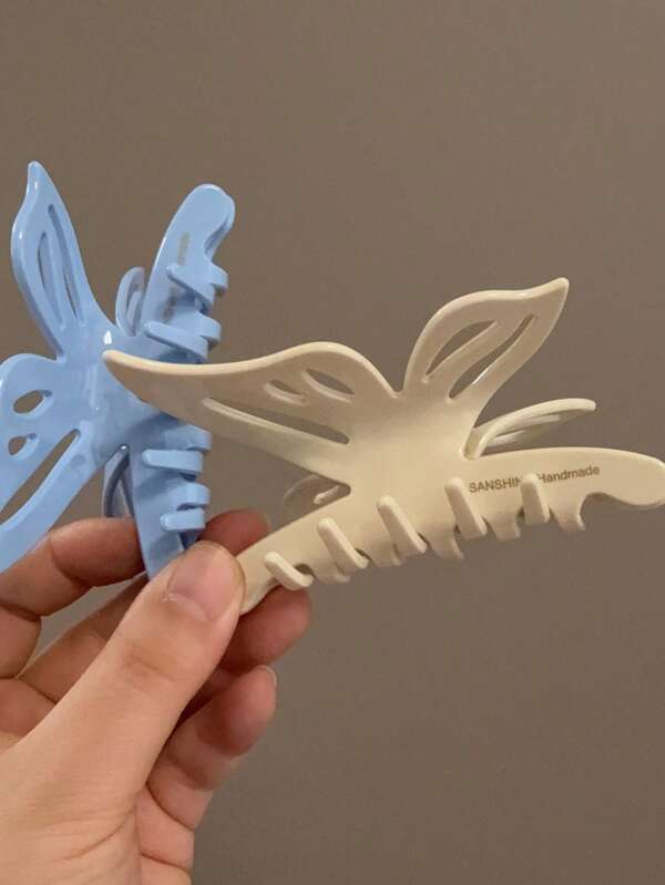 Hair Clips 1pc Solid Color Cute Acrylic Butterfly Hair Claw Clip, Large Size, Suitable For Spring, Summer, And Winter Hair Accessories, School Stuff, College