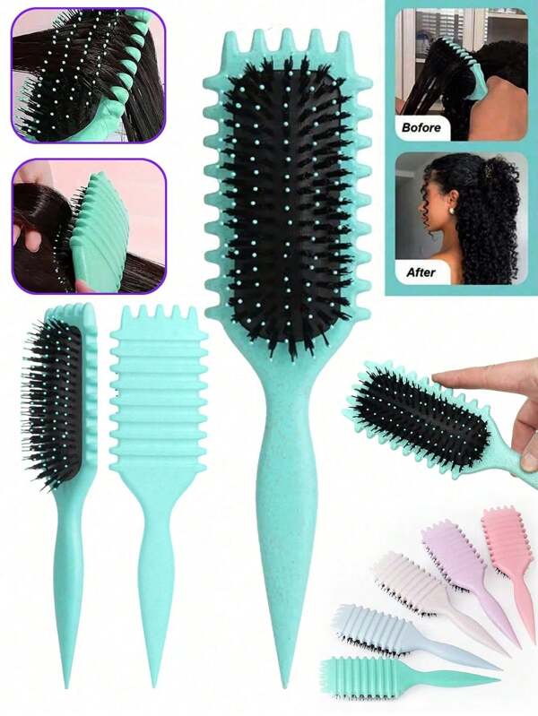 Lockendefinierender Haarbürste, Neu 2025 Wildschweinborsten Lockendefinierender Bürste - Blitzschnelles Styling für das Formen und Definieren von lockigem Haar, reduzierte Brüchigkeit, unisex