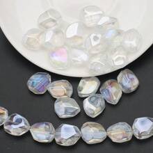 20 piezas de cuentas de vidrio facetadas irregulares de 12*16mm con agujero central, en colores chapados, accesorios de joyería artesanal DIY, adornos para teléfonos, llaveros, decoración de autos