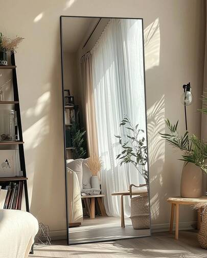 Antok Full Length Mirror, 58"X18" Floor Mirror, Floor Standing Freestanding Full Body Mirror With Stand For Bedroom, Hanging Mounted For Living Room Cloakroom Home Decor Back To School Room Decor School Supplies