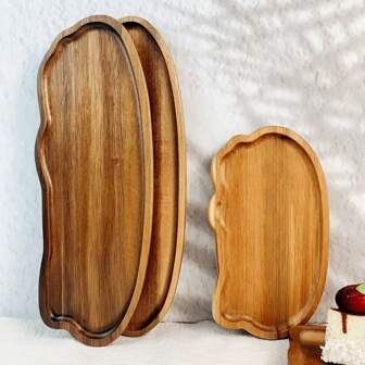 1 pièce Plateau à fruits et fromages en bois de forme asymétrique - lavable, plateau d'amuse-gueules et de dessert polyvalent, convient pour Noël, Halloween, Pâques, Thanksgiving - Plateau décoratif pour toutes les saisons