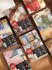 便携式口袋笔记本，160页。采用胶版纸、铜版纸和牛皮纸制成。A7尺寸，精致小巧，便于携带。内页印有可爱的手绘猫咪图案。设计精美的内页，纸张厚实。可180度平摊，书写流畅。口袋笔记本。学生笔记本。计划本。便签本。学生文具，返校礼物。耗材。 - 彩色 - 查看 10