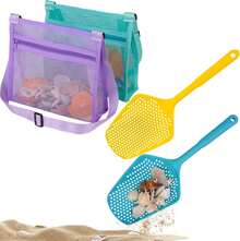 Beach Mesh Shovel With Mesh Bag - Sand Scooper & Sifter For Shells & Toys Halloween Christmas New Year