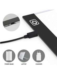 超薄可调节 LED 灯箱，A5/A4/A3 尺寸，USB 接口，用于纹身绘画、素描、动画和模板绘制的描图灯垫 - 适用于艺术家和设计师的便携式亚克力灯箱 - 白光 - 查看 5