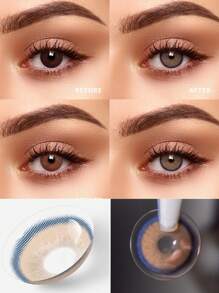 Lalens 1 par de lentes de contacto marrón neala (12 meses de uso) Diameter de 14.00mm 1 año Lentes de colores de moda para maquillaje diario, lentes avellana de color para ojos, belleza, pequeños alumnos, color, para graduación, verano, otoño, Y2K, moda, maquillaje, fiesta, cosméticos, playa, viajes, camping, exteriores, escuela, campus, viaje, festivales, decoración, regalo, rosa, niña, mejor ambiente de colorido