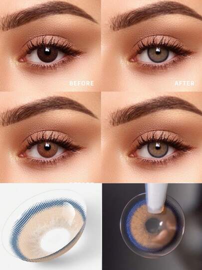 Lalens 1 paire de lentilles de contact marron Neala (port de 12 mois) d'un diamètre de 14,00 mm. Lentilles de couleur jetables à usage quotidien d'un an pour le maquillage. Lentilles de couleur noisette pour la beauté des yeux, convenant aux petites pupilles. Lentilles de couleur pour les yeux foncés. Idéal pour les occasions telles que la remise des diplômes, les anniversaires, les vacances, l'été, l'automne, le style Y2K, les fêtes, les plages, les voyages, le camping, les sorties scolaires, les festivals, les cadeaux, les décorations, le cosplay, Halloween, etc.