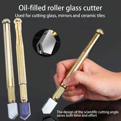 1pc/2pcs Rhinestone Glass Cutter, Multi-Function Automatic Lubrication Roller Glass Ceramic Marking Cutter, Suitable For Mirror/Glass