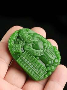 Colar com pingente de dragão do zodíaco em jade verde natural, amuleto de riqueza Feng Shui, pingente de jade vintage, adequado para casais, pode ser usado diariamente (com cordão)