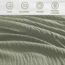King Size Comforter Set- 7 Piece Sage Green Textured King Bedding Set, Soft Solid Bed In A Bag For All Season, King Comforter Set With Sheets(Sage Green,102''x90'') - Green - View 8