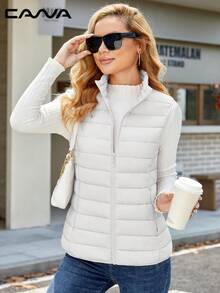Cavva Women's Lightweight Vests Jacket Water Resistence Soft Sleeveless Warm Jacket Hiking Camping Running Outdoor - 白色 - 查看 2