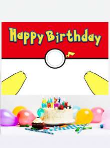 pokemon Cute Pokemon Pikachu Themed Background Cloth – 1 Piece Birthday Party Photo Banner | Hanging Decor With Ribbons, Banners & Confetti For Kids' Parties Christmas And Halloween Festival Supplies And Decorations