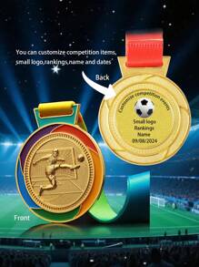علامة كرة قدم معدنية مخصصة، ميدالية ذهبية/فضية/برونزية، مصنوعة من سبيكة الزنك، ميدالية منافسة، شارة تكريمية لحفل كرة القدم