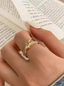 1PC Stainless Steel Light Luxury Minimalist Geometric Open Ring For Women Gold Jewelry- Stylish & Unique DesignRing For Women Teen Girls Valentine's Day Jewelry Gifts