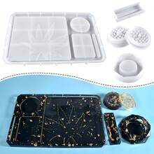 5 PCS Silicone Molds For Epoxy Resin, Large Rolling Tray Mold And Grinder Mold For Grind And Storage, DIY Resin Casting Crafts Gifts For Friends And Family