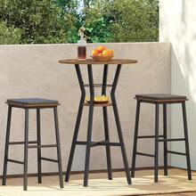 Mesa de bar, mesa alta redonda de 2 niveles, mesa de pub, mesas altas de barra para el hogar, mesas altas de bistró, para cocina, sala de estar - Multicolor - Ver 5