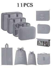 11pcs/Set Travel Organizer Bags, Multifunctional Packing Cubes, Cosmetic Case, Garment Bag, Zipper Pouch, Tote Bag, Mesh Bag, Shoe Bag, Drawstring Bag, Universal Bag, Underwear Bag, Luggage Bag, Jewelry Bag, Makeup Bag, Large Capacity, Portable, Mesh, Space Saving, For Clothes, Pants, Underwear, Toiletries, Shoes, Daily Items, Travel Storage, Multipurpose Pouches, Pants, Shoes, Jeans, Boots, Skirts, Bedroom, Organizer Bag, Home Storage