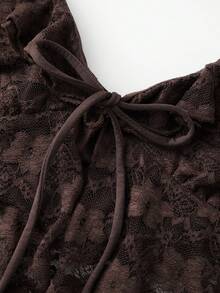 Women's Cropped Lace Vest Cami Tops Sleeveless Open Back Open Front Going Out Tops Tie Up Tank Tops - 巧克力棕 - 查看 6
