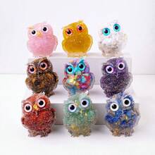1pc High Quality Natural Healing Crystal Chips Gravel Multiple Material Resin Owl For Decoration - Epoxy Owl - View 5