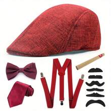 D EXCEED 4/5/6 pièces Accessoires de costume Gatsby des années 1920 pour hommes, tenue de gangster Peaky des années 1920, accessoires de costume Cosplay avec chapeau des années 1920, bretelles, nœud papillon, accessoires de cigare