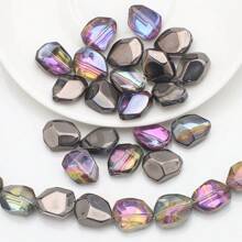 20 piezas de cuentas de vidrio facetadas irregulares de 12*16mm con agujero central, en colores chapados, accesorios de joyería artesanal DIY, adornos para teléfonos, llaveros, decoración de autos