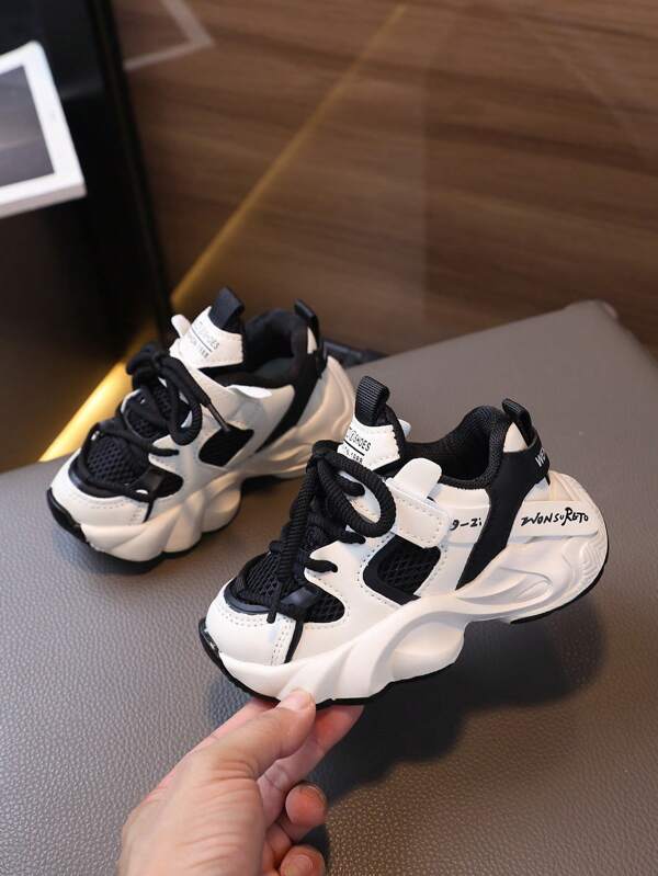 1 paire de Baskets épais à la mode pour enfants, semelle souple, chaussures de sport confortables et décontractées pour tout-petits