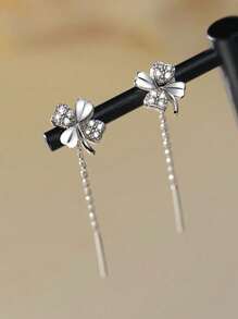 Boucles d'oreilles trèfle à quatre feuilles simples et à la mode en argent sterling pour femmes, boucles d'oreilles de haute qualité et élégantes, cadeaux de la Saint-Valentin