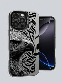 1pc Eagle Pattern Matte Anti-Fall Protective Phone Case, Compatible With IPhone 11, 12, 13, 14, 15, 16 Pro Max, X, XS, XR, 16e, 15 Plus, And Galaxy, OPPO, Realme, Vivo, Redmi, Infinix, Honor X50i Waterproof Shockproof Scratch Resistant - Grey - View 6
