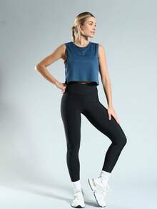 FITNATION Cropped Fitness Dry Fit Tank Top Ideal For All Sports With Quick Sweat Drying - Màu xanh ngọc - Xem 5