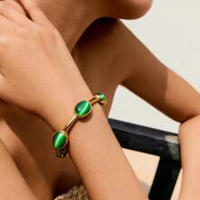 Uworld Pulsera minimalista de zirconio Caitlyn, pulsera apilable ajustable, joyería de piedra natal, regalo de aniversario, chapado en oro de 18k