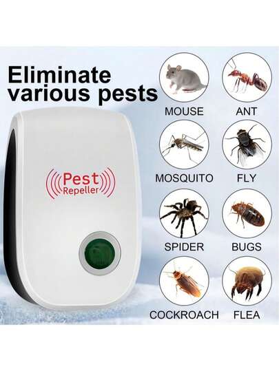 1/2/4pcs Ultrasonic Indoor Pest Repeller, Dual Frequency Ultrasonic & Electromagnetic Waves, 360° Wide Coverage, Physical Pest Removal For Mosquitoes, Bugs, Mice, Fleas, Pest Repellent For Home, Kitchen, Office, Hotel, Warehouse