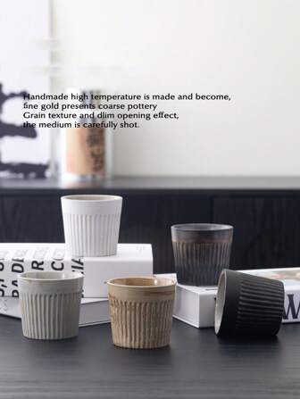 1pc 180ml Japanese Style Ceramic Coffee Cup. Japanese Minimalist Cola Cup, Hand-Held Coffee Mug, Matt Latte Art Cappuccino Mug, Rough Ceramic Coffee Cup, Afternoon Tea Cup