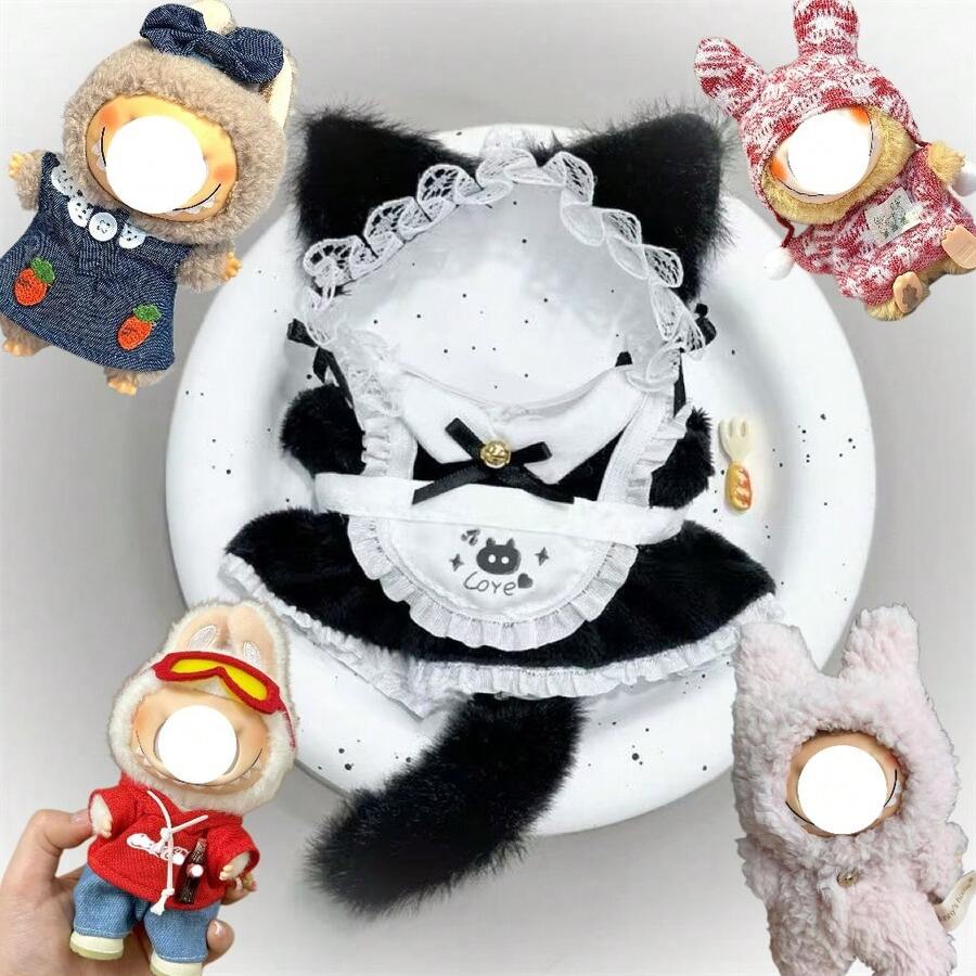 17cm LABUBU Hanging Accessory Rubber Labobo Doll With Changeable Outfit ...