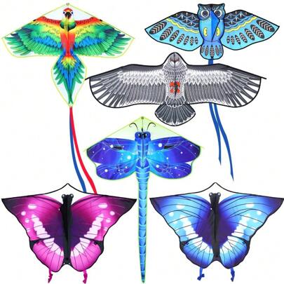 Local Shipping-Eagle Goldfish Kite Easy To Fly For Kites Game Beach Outdoor Activities Gifts 6 Pack Large Kite For Adults Butterfly Kite Owl Parrot