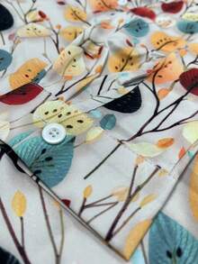 女士时尚新款单排扣长袖印花衬衫