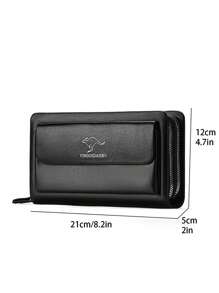 Bolsa de Embreagem Masculina Minimalista na Moda, de Cor Sólida em PU com Letra, Carteira com Vários Bolsos, Bolsa Quadrada Pequena Versátil para Ir ao Trabalho e Uso Casual