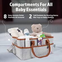 Baby Diaper Caddy Changing Table Organizer - Baby Basket Diaper Caddy Organizer With Handle - Basket For Nursery With Changing Pads & Storage - Chocolate Brown - View 9
