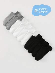 5/10/15/20 pares de calcetines clásicos de moda de unicolor para mujeres/hombres/niñas/niños/parejas, transpirables y cómodos, adecuados para estudiantes y adultos, para fiesta/vacaciones/oficina/uso en casa, color y estilo aleatorios