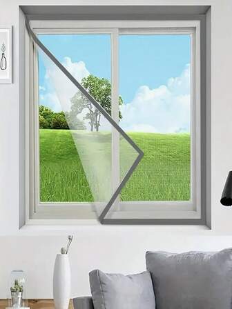 Reusable Adhesive Window Screen - Washable, Grey Invisible Mesh Netting, Easy Installation For Mosquito Protection, Home & Office Use, Invisible Adhesive Design, Mosquito Netting|Invisible Adhesive Design|Durable Plastic Netting, Window Screen Four Seasons Mosquito Repellent