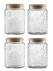1 pieza Frasco de vidrio retro con tapa, aproximadamente 671.9/900 gramos, botes de almacenamiento de vidrio sellados, recipientes de almacenamiento de alimentos de vidrio, aptos para mostradores de cocina, despensas, frascos decorativos y lindos frascos para café, té, azúcar y dulces