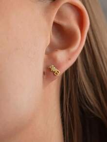 1pc Dainty Name Earrings , Custom Name Jewelry , Gold Earrings , Personalised Earrings , Contains Exquisite Gift Boxes As Valentine's Day, Holiday Gifts, Mother's Day Gifts, And Love Gifts. - Gold - View 4