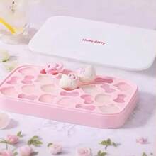 Sanrio 4PCS Sanrio Hello Kitty Covered Silicone Ice Tray - Cute Cartoon Cat And Bow Shaped, Flexible DIY Ice Mold, Suitable For Fun And Creative Snacks, Pink Ice Cubes, Suitable For Festivals And Special Occasions