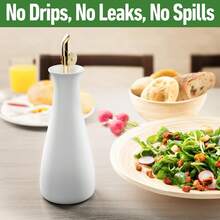 Ceramic Olive Oil Dispenser With Self-Closing Gold Spout - 530 ML Capacity Matte White Ceramic Oil Dispenser For Kitchen - Leak Proof EVOO Dispensing Bottle - Stylish, Ergonomic, Durable, Easy Pour - White - View 5