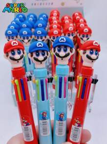 Super Mario 1/2/3/6/12 pezzi Penna a sfera a 8 colori a forma di Mario, penna per quaderni Super Mario a 8 colori, piccolo regalo, il miglior regalo per le vacanze per buoni amici, perfetta decorazione per feste, decorazione per la casa, decorazione perfetta per la stanza, regalo di Natale, San Valentino, regalo di compleanno, regali ideali per gli amici per le celebrazioni di compleanno