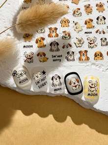 1 件小狗美甲贴纸，简单可爱的卡通装饰贴纸