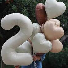 53/16件套数字气球拱门套装,包含红色和象牙色数字气球、泡泡气球、心形贴纸、白色、珍珠白和香槟金乳胶气球,适用于婚礼、生日、新娘送礼会、派对、周年纪念日、可重复使用的气球花环、个性化气球、节日装饰、优雅派对装饰、圣诞派对装饰 - 彩色 - 查看 11