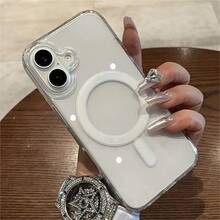 Solid Color Wireless Charging With Magnetic Suction Ringfor  S22 S23 S24 S25 Ultra/Plus/FE/+ Mobile Phone Case,For IPhone 16 15 14 13 12 Pro Max 16 15 14Plus X/Xs Max  Transparent  Acrylic Anti-Drop Case - Trong suốt - Xem 3