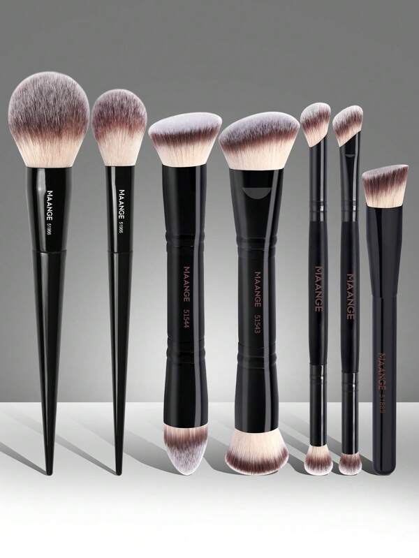 MAANGE 7pcs Professional Makeup Brush Set,Blush Brush Foundation Brush Loose Powder Brush Eyeshadow Brush Highlighting Brush Contouring Brush Halo Brush Concealer Brush Nose Shadow Brush Makeup Tools,For Daily Makeup On Face,Portable Travel Makeup Brush Set,Gift For Women & Girl
