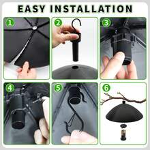 18 英寸防松鼠挡板，用于保护喂食器和鸟舍，PP 悬挂式浣熊和松鼠防护罩，带防风牧羊钩，户外悬挂式鸟舍防护罩