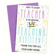 1PC Teacher Thank You Card With Envelope, Cartoon Illustration, Teaching Assistant Thank You Gift, School College Assistant Card, End Of Year Educators Gift