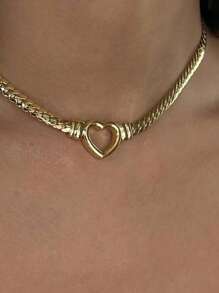 1pc Minimalist Stainless Steel Flower Folded Golden Bracelet & Necklace Set, Versatile Daily Wear Unisex Jewelry